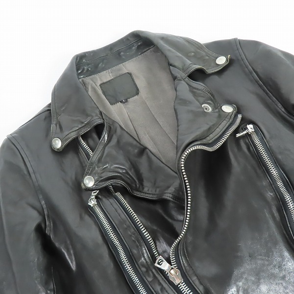 実際に弊社で買取させて頂いたBACKLASH/バックラッシュ ジャパンホースレザー製品染めダブルライダース 1606-03/1(S)の画像 4枚目