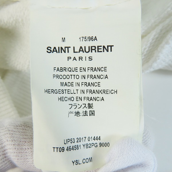 実際に弊社で買取させて頂いた【JPタグ】SAINT LAURENT PARIS/サンローランパリ パーカー フーディ ロゴ ホワイト 464581 YB2PG/Mの画像 3枚目