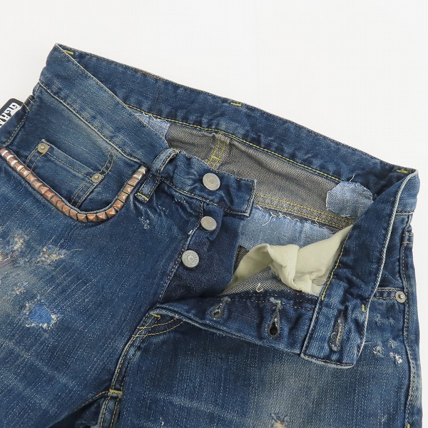 実際に弊社で買取させて頂いた【未使用】HYSTERIC GLAMOUR/ヒステリックグラマー PR加工 スタッズ付 ダメージ加工 デニムパンツ 0224AP05 28の画像 2枚目