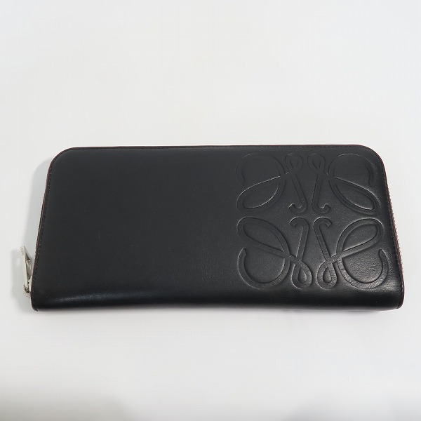 実際に弊社で買取させて頂いたLOEWE/ロエベ アナグラム レザー BRAND OPEN WALLETラウンドジップ オープンウォレット 長財布 106.54AU46