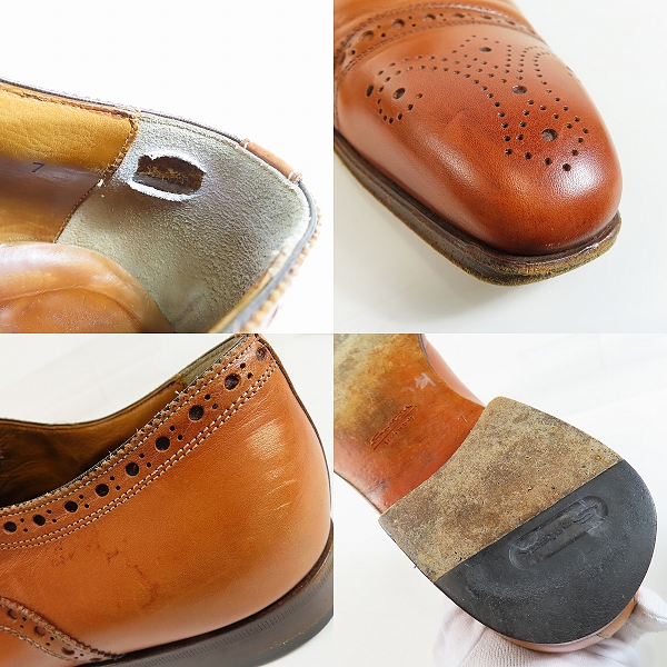 実際に弊社で買取させて頂いたsantoni/サントーニ グッドイヤー ストレートチップ 茶 7313/7の画像 6枚目