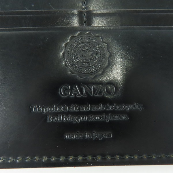 実際に弊社で買取させて頂いたGANZO/ガンゾ SHELL CORDOVAN 2/シェルコードバン2 ファスナー小銭入れ付き長財布 ブラックの画像 5枚目