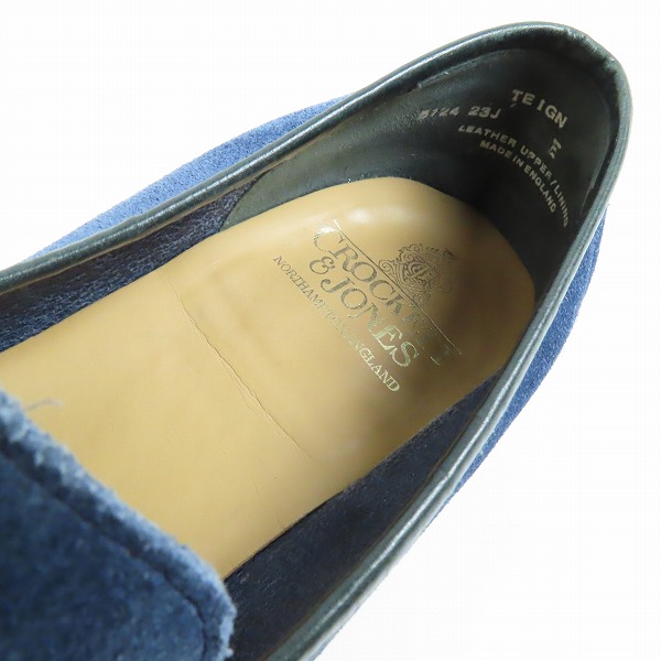 実際に弊社で買取させて頂いたCROCKETT & JONES/クロケット＆ジョーンズ アンラインド ローファー ネイビー TEIGNの画像 4枚目