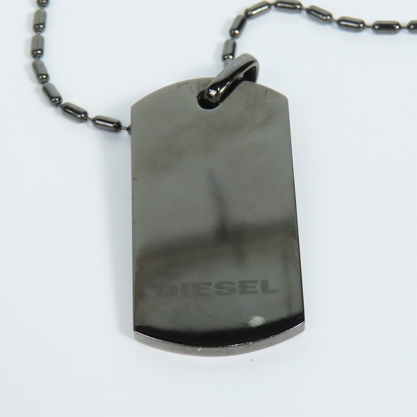 実際に弊社で買取させて頂いたDIESEL/ディーゼル ロゴプレート ドッグタグ ブラック ペンダント/ネックレスの画像 3枚目