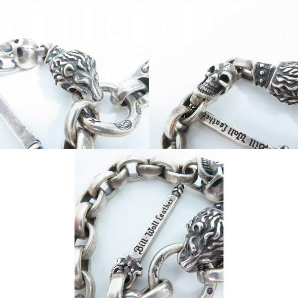 実際に弊社で買取させて頂いたBWL/BILL WALL LEATHER/ビルウォールレザー ビンテージスカル&ライオン シルバーウォレットチェーンの画像 3枚目