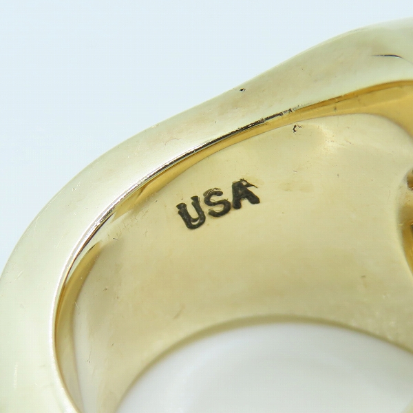 実際に弊社で買取させて頂いたTENDERLOIN/テンダーロイン 8K T-H.S RING GOLD/STONE ホースシューリング w/ダイヤ 12.5-13.5号の画像 4枚目