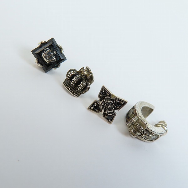 実際に弊社で買取させて頂いたJustin Davis/ジャスティンデイビス クラウン/オニキス/フープ ピアス 4点セット 