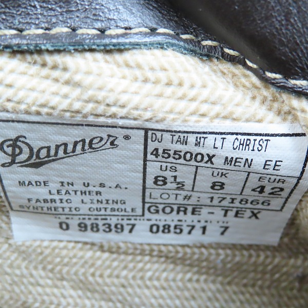 実際に弊社で買取させて頂いたDanner/ダナー MOUNTAIN LIGHT CRISTY TAN SUEDE GORE-TEX マウンテンライト タンスエード ブーツ 45500X US8.5の画像 5枚目