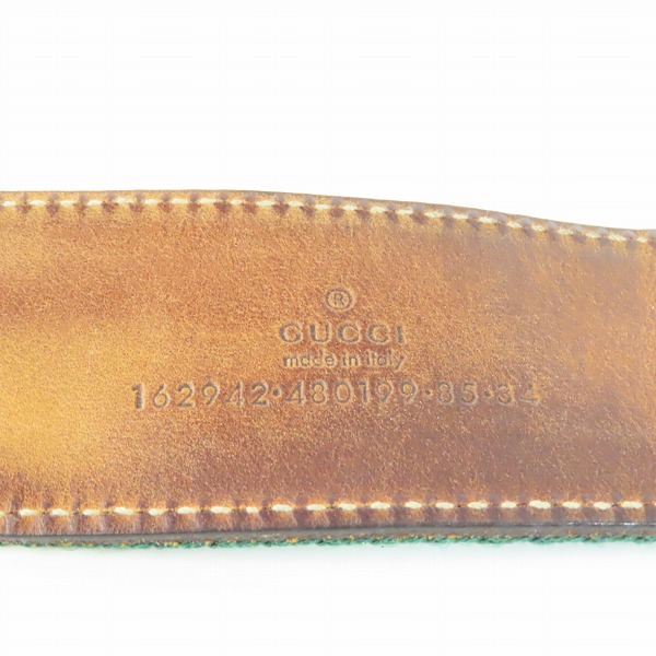 実際に弊社で買取させて頂いたGUCCI/グッチ シェリーライン  レザー切替ベルト 162942-480199 85-34の画像 3枚目