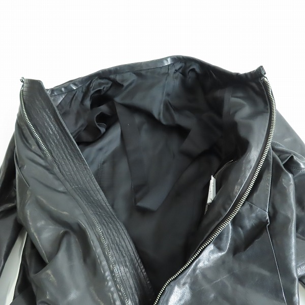 実際に弊社で買取させて頂いたRick Owens/リックオウエンス カーフレザー シングルライダースジャケット RU3774/46の画像 5枚目