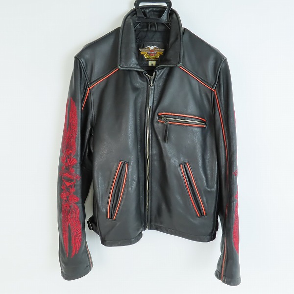 実際に弊社で買取させて頂いた Harley-Davidson/ハーレーダビッドソン  バック刺繍 本革レザー シングルライダース/40351/M