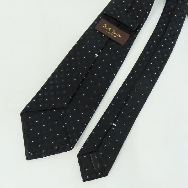 実際に弊社で買取させて頂いたPaul Smith/ポールスミス シルク100% ドット柄 ブラック ネクタイの画像 2枚目