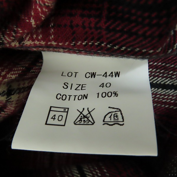 実際に弊社で買取させて頂いたTHE FLAT HEAD/フラットヘッド Native Check ウエスタンシャツ レッド CW-44W/40の画像 3枚目