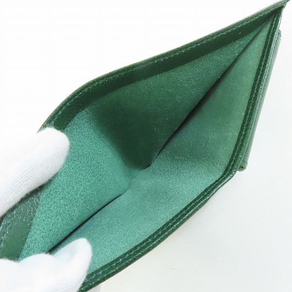 実際に弊社で買取させて頂いたIL BISONTE/イルビゾンテ レザー グリーン 二つ折り財布/ウォレットの画像 7枚目