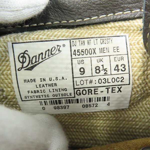 実際に弊社で買取させて頂いたDanner/ダナー MOUNTAIN LIGHT CRISTY TAN SUEDE GORE-TEX マウンテンライト タンスエード ブーツ 45500X/US9の画像 5枚目