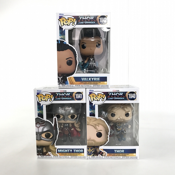 実際に弊社で買取させて頂いたFunko/ファンコ Pop/ポップ Thor Love and Thunder/ソー ラブアンドサンダー マイティソー/ヴァルキリー フィギュア 3点セット