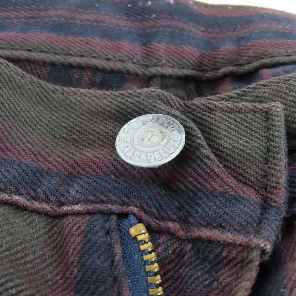 実際に弊社で買取させて頂いたEVISU/エヴィス チェック コットンパンツ Lot.2005/ダークグリーン系/30の画像 7枚目