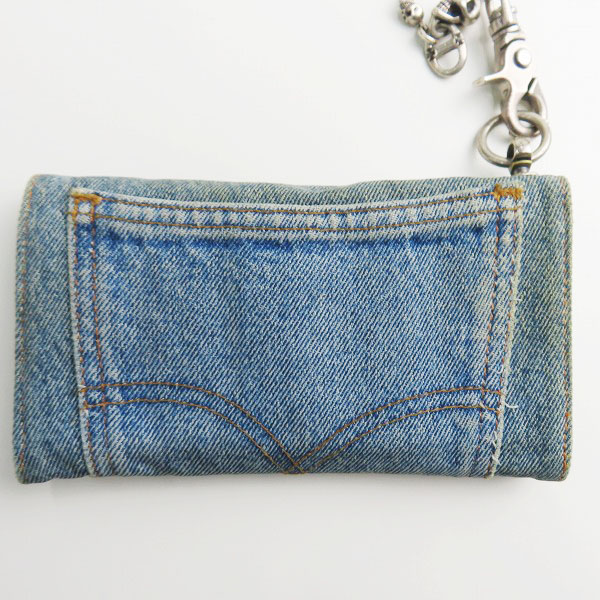実際に弊社で買取させて頂いたA&G/エーアンドジー デニム ウォレット 三つ折り財布/スカル ウォレットチェーンの画像 2枚目