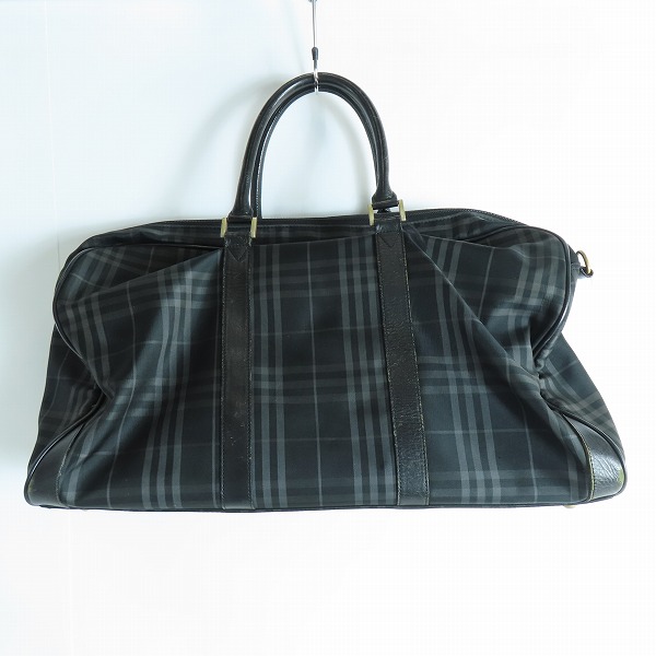 実際に弊社で買取させて頂いたBurberry/バーバリー ゴルフ チェック柄 ボストンハンドバッグ ブラックの画像 1枚目