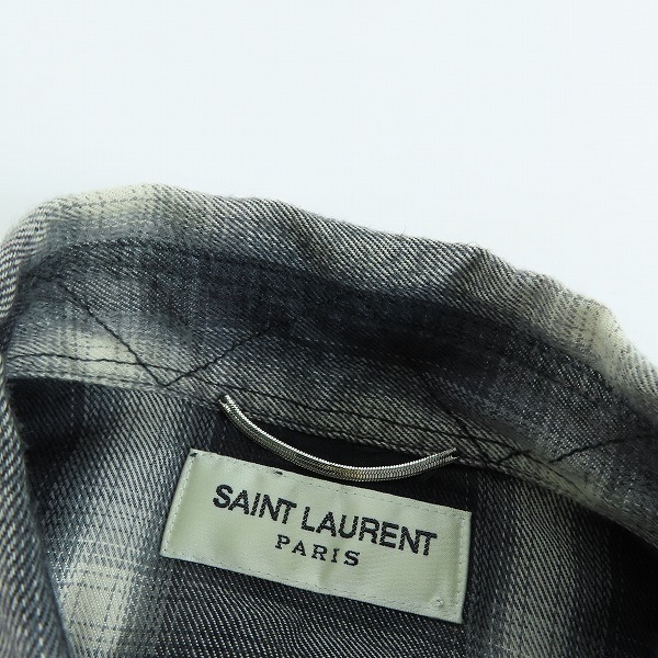 実際に弊社で買取させて頂いたSAINT LAURENT PARIS/サンローランパリ 15AW エディ期 オンブレチェックシャツ 396678 Y9421/Mの画像 5枚目