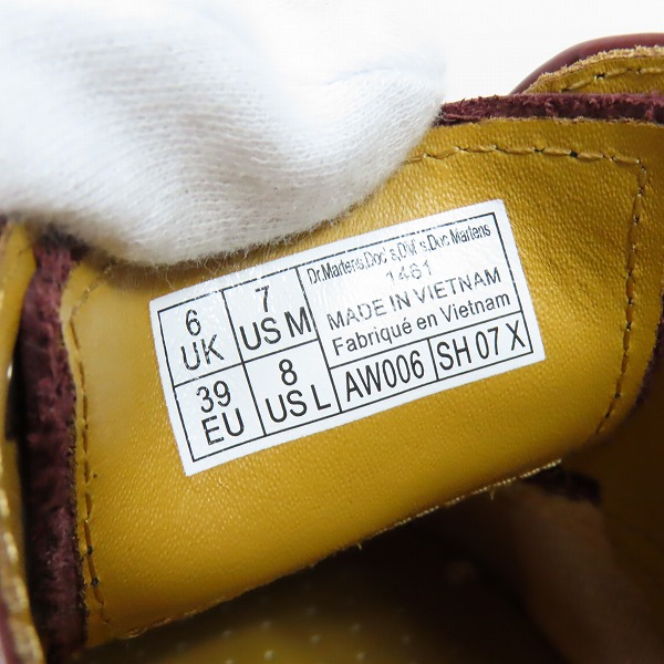 実際に弊社で買取させて頂いたDr.Martens/ドクターマーチン 3EYE SHOE/3ホールブーツ 1461 チェリーレッド 11838600/UK6の画像 5枚目