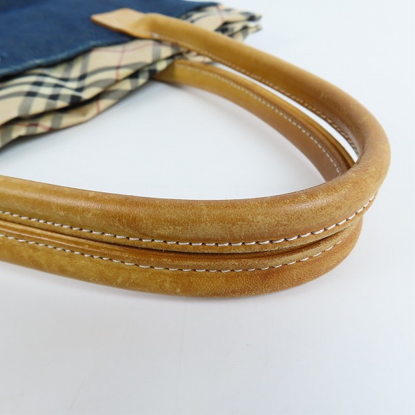 実際に弊社で買取させて頂いたBURBERRY BLUE LABEL/バーバリーブルーレーベル チェック デニム トートバッグの画像 7枚目