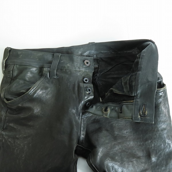 実際に弊社で買取させて頂いたISAMUKATAYAMA BACKLASH/バックラッシュ ホーウィン ジャパンホースレザー クロップドパンツ 1367-06/Mの画像 2枚目