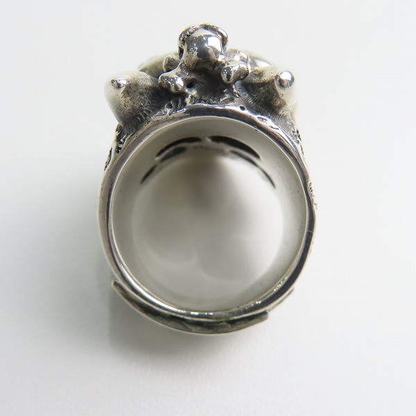 実際に弊社で買取させて頂いた【ギャラ付】BWL/ビルウォールレザー グラフィティマスタースカルリング ｗ/ホーンズ GLSアイズ＆ハートカスタム 22-23号の画像 5枚目