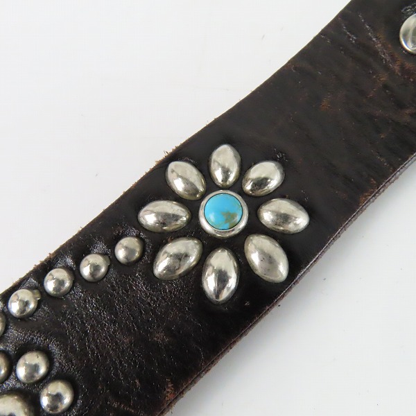実際に弊社で買取させて頂いたHollywood Trading Company /HTC/エイチティーシー スタッズ/ターコイズ レザー ベルトの画像 5枚目