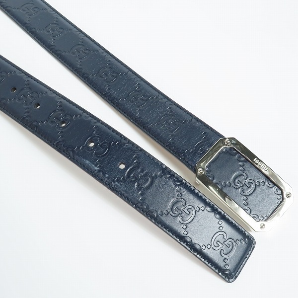 実際に弊社で買取させて頂いたGUCCI/グッチ シグネチャーレザースクエアバックルベルト 403941の画像 2枚目