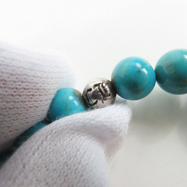 実際に弊社で買取させて頂いたCHROME HEARTS/クロムハーツ 8mm ターコイズ ビーズブレスレット/CHクロスボールの画像 7枚目