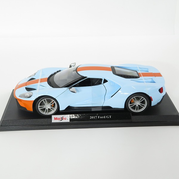 実際に弊社で買取させて頂いたMaisto/マイスト 1/18 Ford GT/フォード GT ガルフ 2017 ライトブルー/オレンジ ミニカーの画像 1枚目