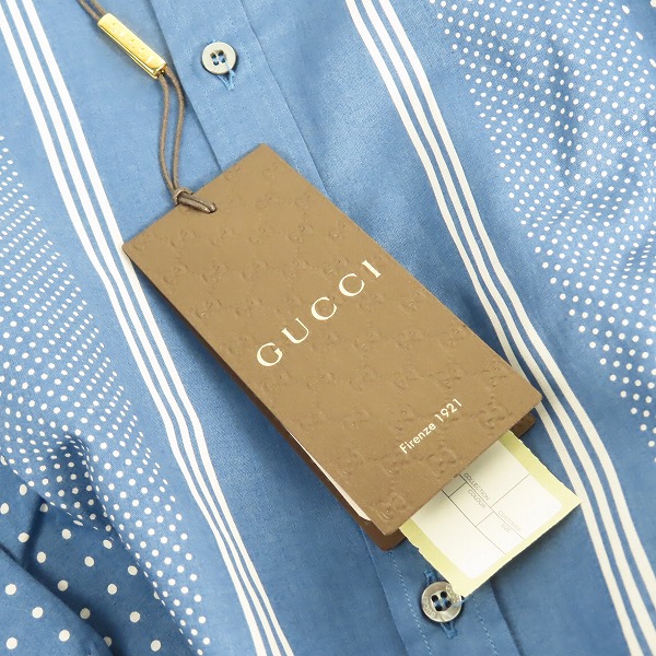 実際に弊社で買取させて頂いた【JPタグ/未使用】GUCCI/グッチ ドットデザイン切り替え長袖シャツ/ 309114 Z3597/38/15の画像 6枚目
