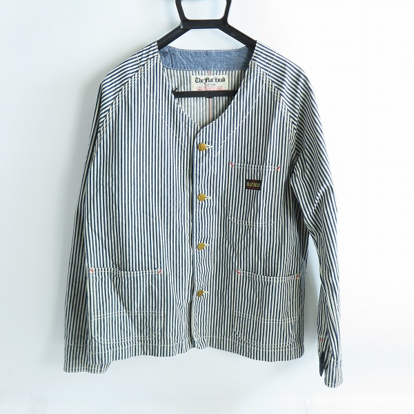 実際に弊社で買取させて頂いたFLAT HEAD/フラットヘッド ストライプ ノーカラー ジャケット/40