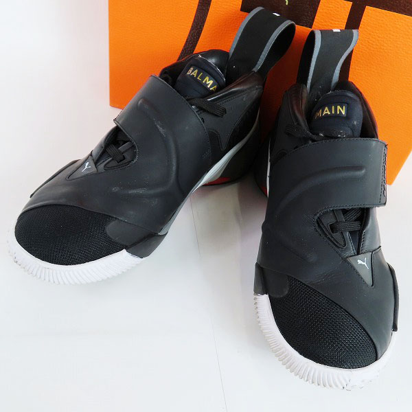 実際に弊社で買取させて頂いたPuma x Balmain/プーマ × バルマン Court Black High Risk Red バスケットボールシューズ 195683-01/27