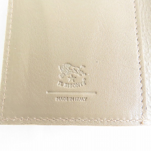 実際に弊社で買取させて頂いたIL BISONTE/イルビゾンテ レザー がま口 二つ折り財布/ウォレット グレー系 54192-3-04440の画像 6枚目