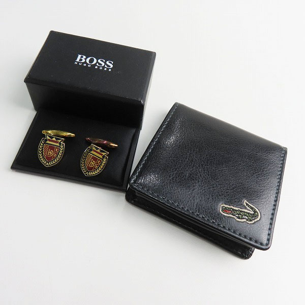 実際に弊社で買取させて頂いたHUGO BOSS/ヒューゴボス CROCODILE/クロコダイル  カフスボタン コインケース 2点セット