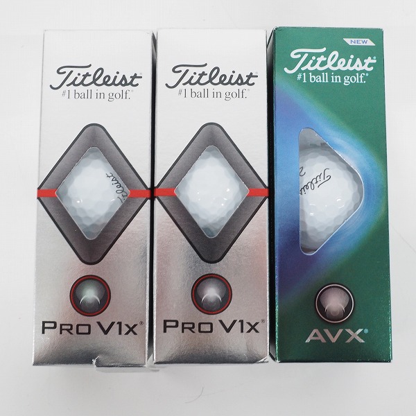 実際に弊社で買取させて頂いた【未使用/オウンネーム】Titleist/タイトリスト PRO V1X・AVX  ゴルフボール ホワイト 計3スリーブ