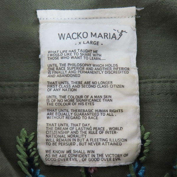 実際に弊社で買取させて頂いたWACKO MARIA × SASQUATCH fabrix/ワコマリア×サスクワッチ ファブリックス/ UPSETTERS JACKET khaki/XLの画像 2枚目