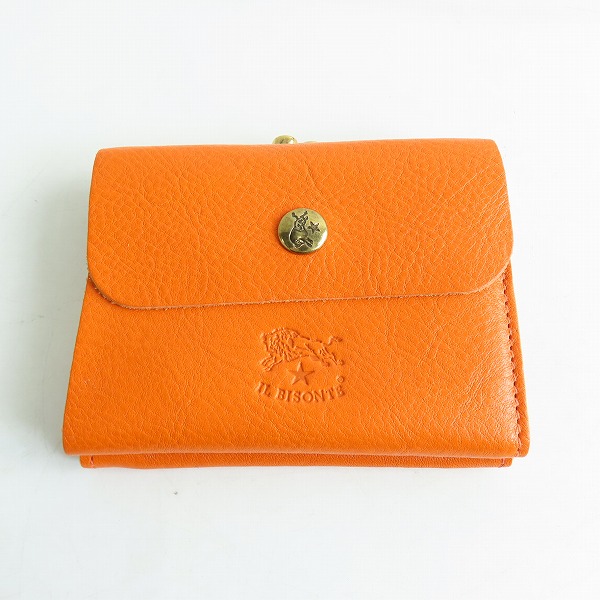 実際に弊社で買取させて頂いたIL BISONTE/イルビゾンテ レザー がま口 二つ折り財布/ウォレット オレンジ 54192-3-04440