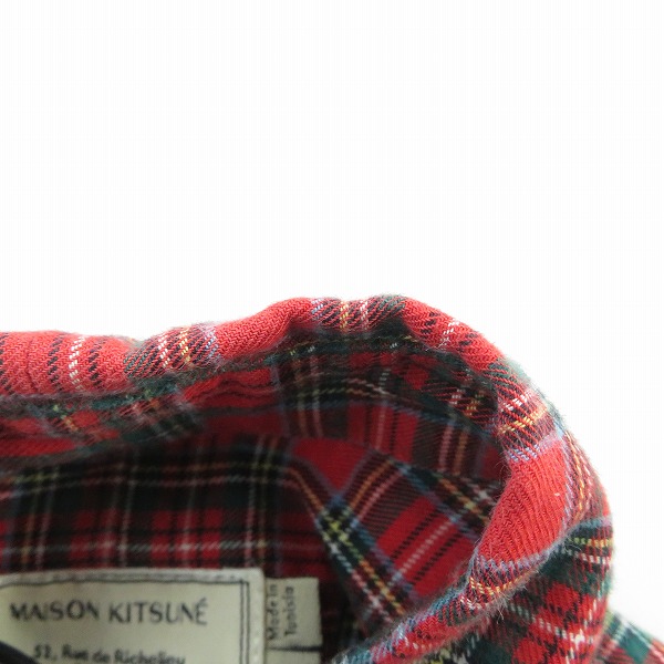 実際に弊社で買取させて頂いたMAISON KITSUNE/メゾンキツネ トリコロール フォックス ロゴ タータンチェック ボタン シャツ/39の画像 6枚目