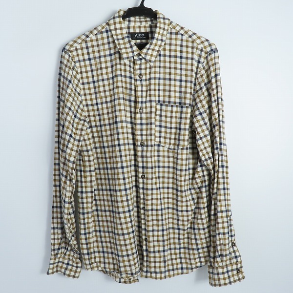 実際に弊社で買取させて頂いた【難有り】A.P.C./アーペーセー チェック柄 長袖ボタンシャツ M