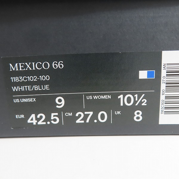 実際に弊社で買取させて頂いた【未使用】Onitsuka Tiger/オニツカタイガー MEXICO 66/メキシコ 66 ローカット スニーカー 1183C102-100/27の画像 7枚目