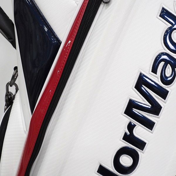 実際に弊社で買取させて頂いたTaylorMade/テーラーメイド UN033 ゴルフ 9.5型 5分割キャディバッグ ホワイト×ネイビーの画像 5枚目