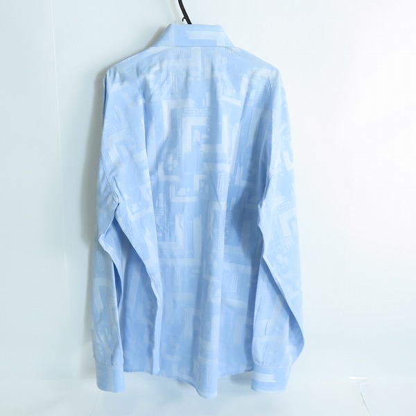 実際に弊社で買取させて頂いたGIANNI VERSACE/ジャンニヴェルサーチ 総柄長袖シャツ/ライトブルー系/52の画像 1枚目