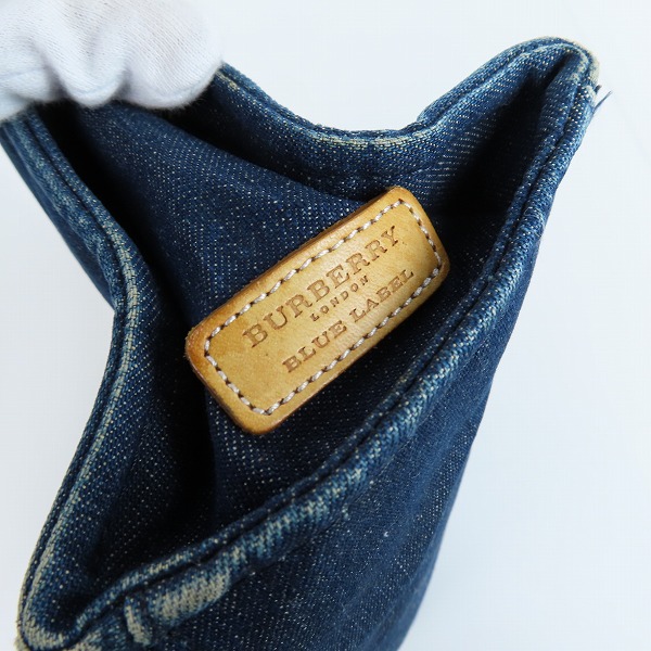 実際に弊社で買取させて頂いたBURBERRY BLUE LABEL/バーバリーブルーレーベル チェック デニム トートバッグの画像 5枚目