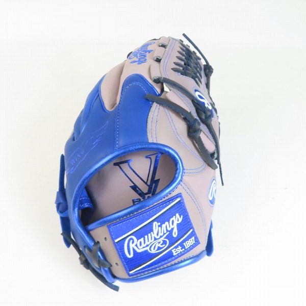 実際に弊社で買取させて頂いたローリングス HYPER Tech Color SYNC/ハイパーテック オールラウンド用 軟式 野球グローブ グレー/ロイヤル GR4HTCN55Wの画像 3枚目