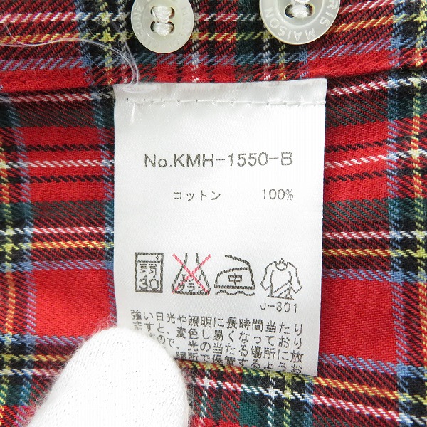 実際に弊社で買取させて頂いたMAISON KITSUNE/メゾンキツネ トリコロール フォックス ロゴ タータンチェック ボタン シャツ/39の画像 4枚目