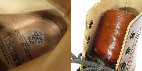 実際に弊社で買取させて頂いたTricker's/トリッカーズ MOLTON/モールトン カントリーブーツ ウイングチップ M2508/6.5の画像 9枚目