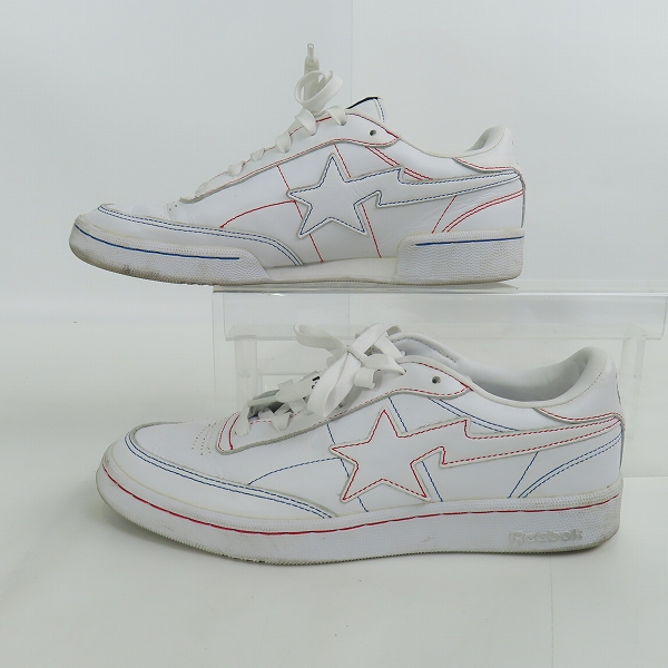 実際に弊社で買取させて頂いたA BATHING APE×Reebok/アベイシング エイプ×リーボック CLASSIC CLUB C 85/クラブ ホワイト Q47367/26.0の画像 3枚目
